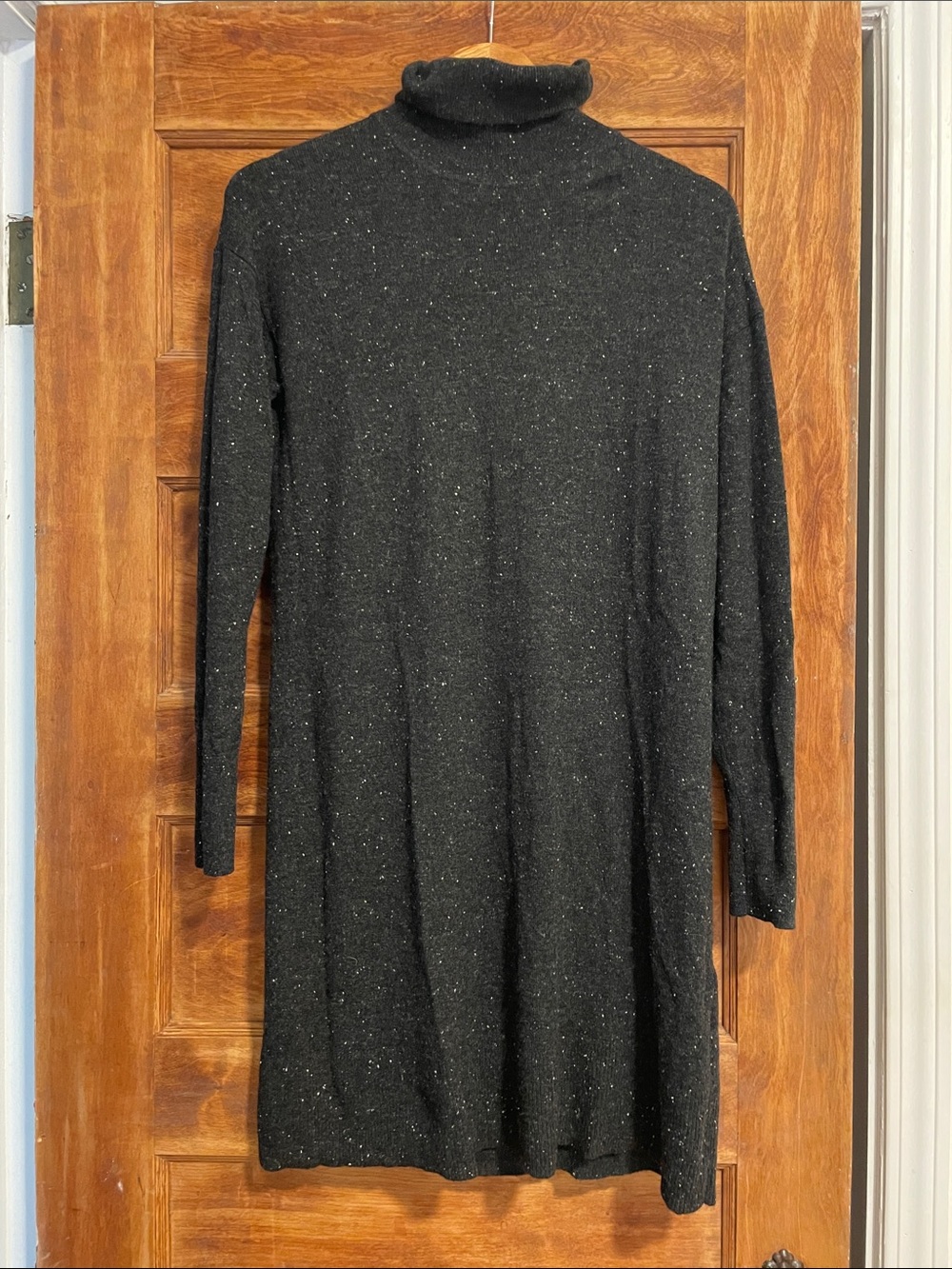 Everlane Cashmere turtleneck gray donegal dress